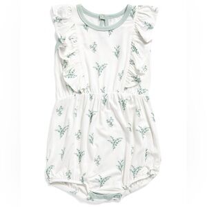 Kyte Baby Eucalyptus Ruffle Sleeveless Bubble Romper New